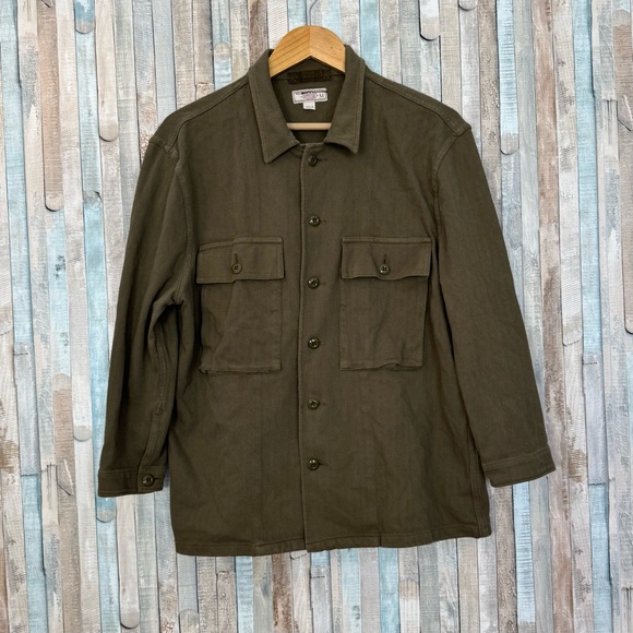 Wallace & Barnes Other - Wallace & Barnes M Olive Green Shirt Jacket Utility Herringbone J Crew Workshirt